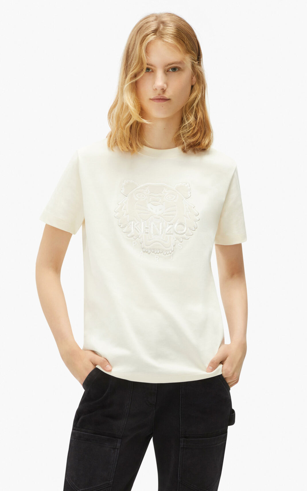 T Shirt Kenzo Femme The Hiver Capsule loose fit tiger Blanche AYBPK-6453